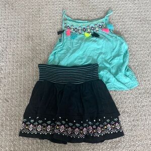 Size 14-16 XL Girls Geometric Tank Top and Skirt Set with Fringe Justice Girls